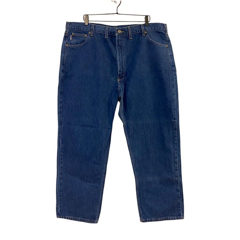Carhartt Men's Classic Straight Jeans Blue Pockets Medium Wash Denim 46 x 30